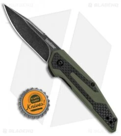 Kershaw Anso Fraxion Liner Lock Knife CF/OD Green G-10 (2.75" Black SW) 1160OLBW -Kershaw Kershaw Anso Fraxion LL CF Green G 10 Black SW 1160OLBW BHQ 79687 jr bottlecap
