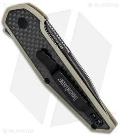 Kershaw Anso Fraxion Liner Lock Knife CF/Tan G-10 (2.75" Blackwash) 1160TANBW -Kershaw Kershaw Anso Fraxion LL CF Tan G 10 Blackwash 1160TANBW BHQ 80566 jr side