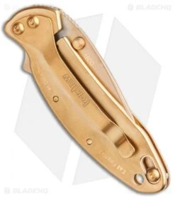 Kershaw Chive Assisted Opening Knife 24K Gold Plated (1.94" Gold) 1600G -Kershaw Kershaw Chive AO 24K Gold Plated KS1600G BHQ 86782 jr side