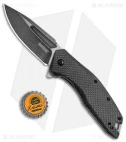 Kershaw Flourish Assisted Opening Knife Carbon Fiber/G-10 (3.5" BlackWash) 3935 -Kershaw Kershaw Flourish CF G 10 Black Wash 3935 BHQ 52176 jr bottlecap 2