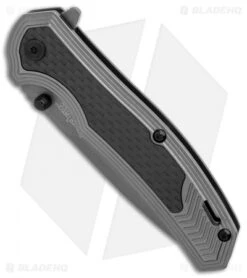 Kershaw Fringe A/O Frame Lock Knife Gray SS/Carbon Fiber (3" Gray) 8310 -Kershaw Kershaw Fringe AO Gray SS Carbon Fiber Gray BHQ 80593 er spine