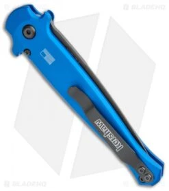 Kershaw Launch 8 Stiletto Automatic Knife Blue/CF (3.5" Stonewash) -Kershaw Kershaw Launch 8 Stiletto Auto Blue CF Black BHQ 111460 jr side