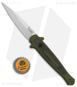 Kershaw Launch 8 Stiletto Automatic Knife Green/CF (3.5" Stonewash) 9 Kershaw Launch 8 Stiletto Automatic Knife Green/CF (3.5" Stonewash) -Kershaw Kershaw Launch 8 Stiletto Auto Green CF SW KER7150OLSW BHQ 105833 jr bottlecap