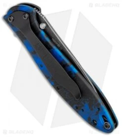 Kershaw Leek Spring Assisted Knife A/O Digital Blue (3" Black SW) 1660DBLU -Kershaw Kershaw Leek A O Digital Blue Blackwash KS1660DBLU BHQ 102811 jr side