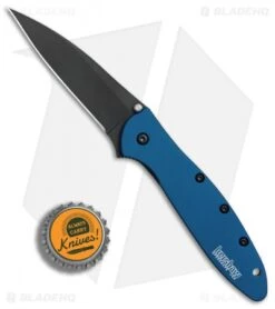 Kershaw Leek Assisted Opening Knife Blue (3" Black) 1660NBBLK -Kershaw Kershaw Leek Blue black BHQ 77341 er bottlecap
