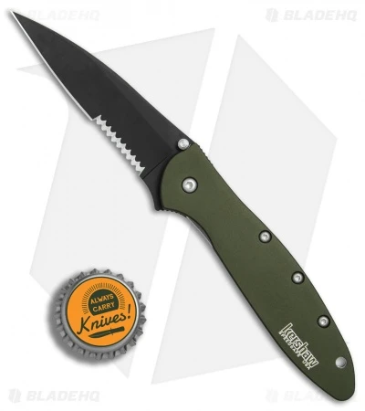 Kershaw Leek Assisted Opening Knife OD Green (3" Black Serr) 1660OLBLKST 6 Kershaw Leek Assisted Opening Knife OD Green (3" Black Serr) 1660OLBLKST - Image 4