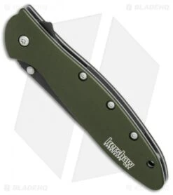 Kershaw Leek Assisted Opening Knife OD Green (3" Black Serr) 1660OLBLKST 11 Kershaw Leek Assisted Opening Knife OD Green (3" Black Serr) 1660OLBLKST -Kershaw Kershaw Leek OD Green black serr BHQ 77342 er spine 2