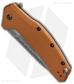 Kershaw Link Drop Point Knife Flat Dark Earth Aluminum (3.25" BlackWash) 8 Kershaw Link Drop Point Knife Flat Dark Earth Aluminum (3.25" BlackWash) -Kershaw Kershaw Link Assisted SW Plain FDE Handle 1776BRZBW BHQ 85193 jr side