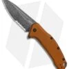 Kershaw Link Drop Point Knife Flat Dark Earth Aluminum (3.25" BlackWash Serr) -Kershaw Kershaw Link Assisted SW Plain FDE Handle Serr 1776BRZBWST BHQ 85191 jr