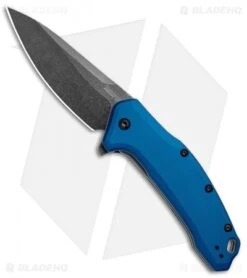 Kershaw 27 Kershaw Link Drop Point Knife Blue Aluminum (3.25" BlackWash) 1776NBBW