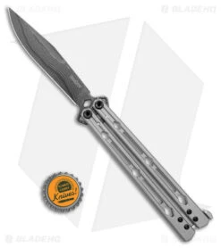 Kershaw Lucha Balisong Butterfly Knife Gray Stainless (4.5" Damascus) 5150DAM -Kershaw Kershaw Lucha Balisong Gray Damascus BHQ 117076 jr bottlecap