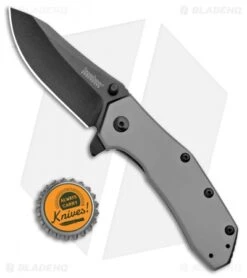 Kershaw Median Bead Blast A/O Frame Lock Knife Stainless Steel (3" Black) -Kershaw Kershaw Median BB A O FL SS Black KS1551TI BHQ 100764 jr bottlecap