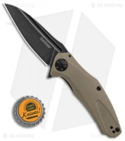 Kershaw Natrix Sub-Frame Lock Knife Tan G-10 (3.25" Black Stonewash) 7007TANBW -Kershaw Kershaw Natrix Tan G10 Black SW BHQ 87958 er bottlecap