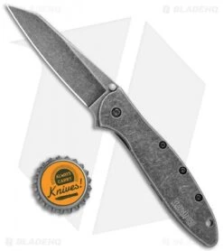 Kershaw Random Leek Reverse Tanto Assisted Opening Knife (3" Black SW) -Kershaw Kershaw Random Leek Reverse Tanto Assited Opening BlackWash 1660RBW BHQ 123397 jr bottlecap