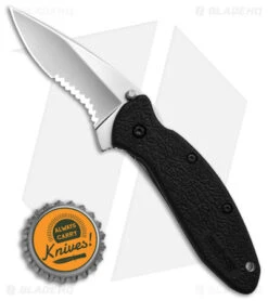 Kershaw Scallion Assisted Opening Knife Black GFN (2.25" Bead Blast Serr) 1620ST -Kershaw Kershaw Scallion Assisted Opening Knife Black GFN 2in Bead Blast Serr BHQ 6782 td size
