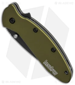 Kershaw Scallion Assisted Opening Knife Olive (2.25" Black) 1620OLBLK -Kershaw Kershaw Scallion Assisted Opening Knife Olive 2in Black BHQ 11769 td spine
