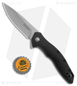 Kershaw Shoreline Liner Lock Assisted Knife Black FRN (3.25" Stonewash) 1845 -Kershaw Kershaw Shoreline Knife Black SW BHQ 178499 jr bottlecap