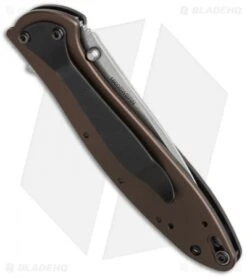 Kershaw Leek Assisted Opening Knife Brown (3" Stonewash) Elmax 1660SWBRN -Kershaw kershaw leek brown 1660sw brn side cm